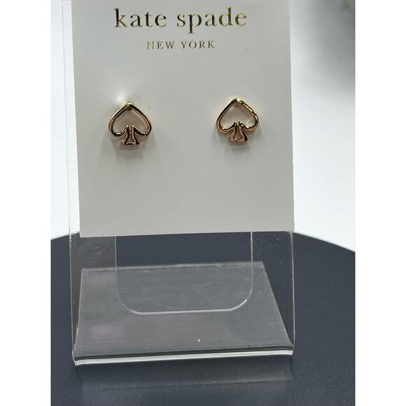 Kate Spade Gold Plated Open Spade Stud Earrings New - Picture 2 of 10